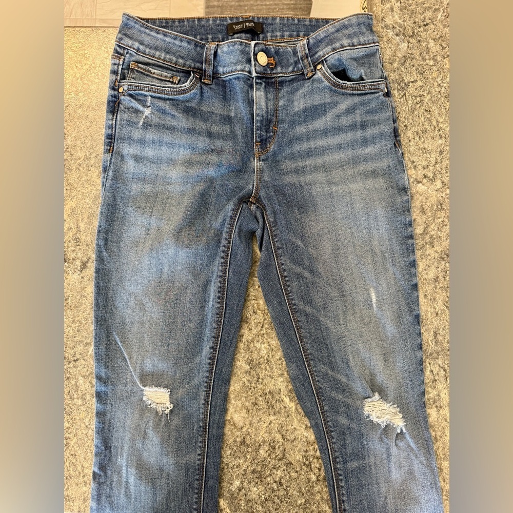 White House Black Market Distressed Blue Skinny Jeans